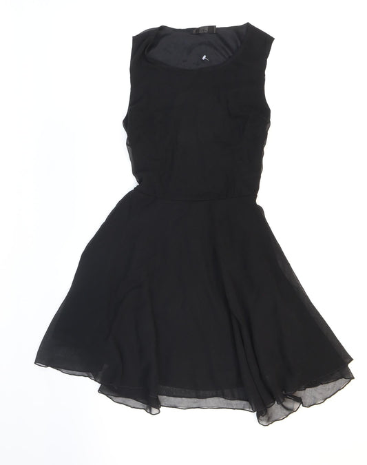 AX Paris Womens Black Polyester Fit & Flare Size 10 Boat Neck Zip