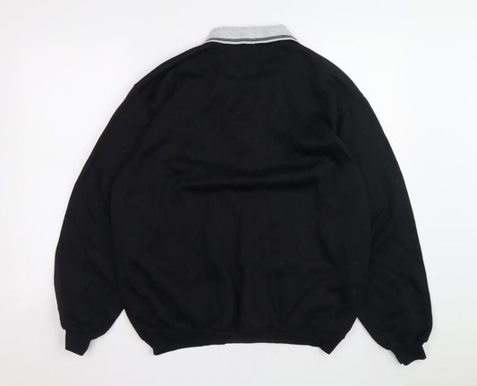 MC Classics Mens Black Polyester Polo Size S Collared Button