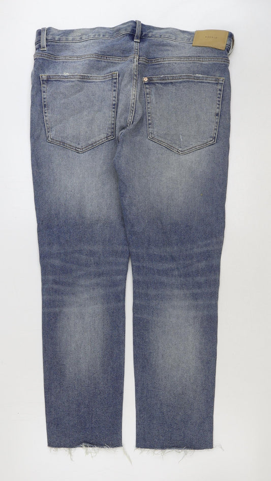 &denim Mens Blue Cotton Straight Jeans Size 36 in L29 in Regular Button