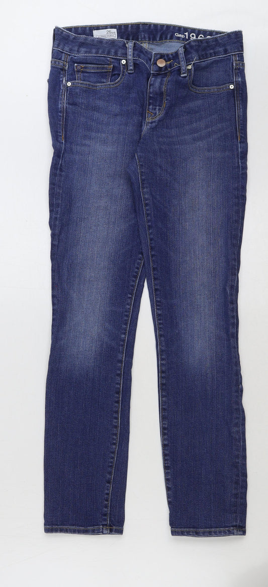 Gap Womens Blue Cotton Skinny Jeans Size 26 in L28 in Regular Button