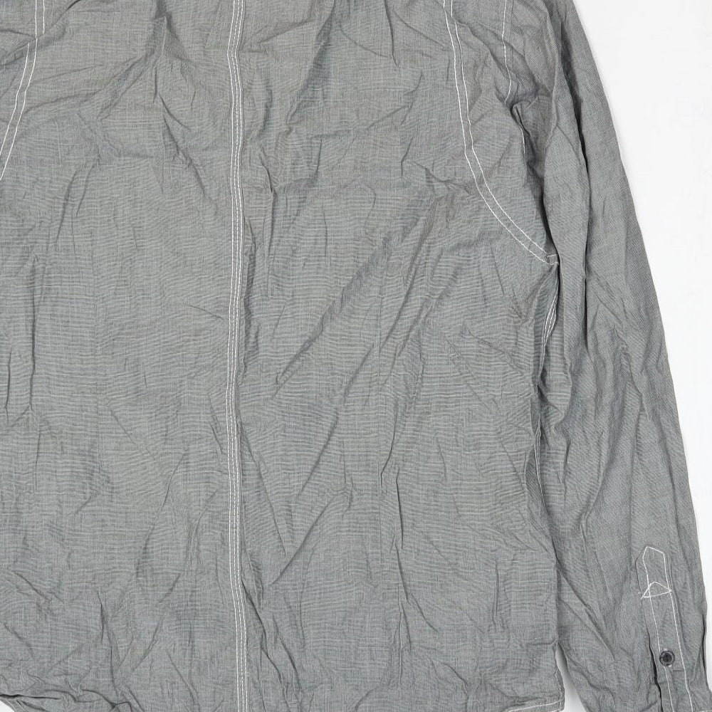 Mens UK Size L Burton Grey Button-Up Long Sleeve Casual Shirt