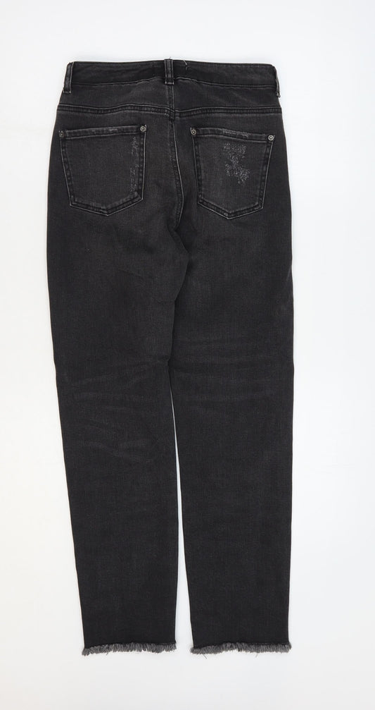 Miss Selfridge Womens Black 100% Cotton Straight Jeans Size 8 L27 in Regular Zip