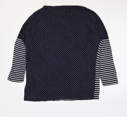Primark Womens Blue Striped Viscose Basic Blouse Size 14 Round Neck - Mixed Print Lounge Top