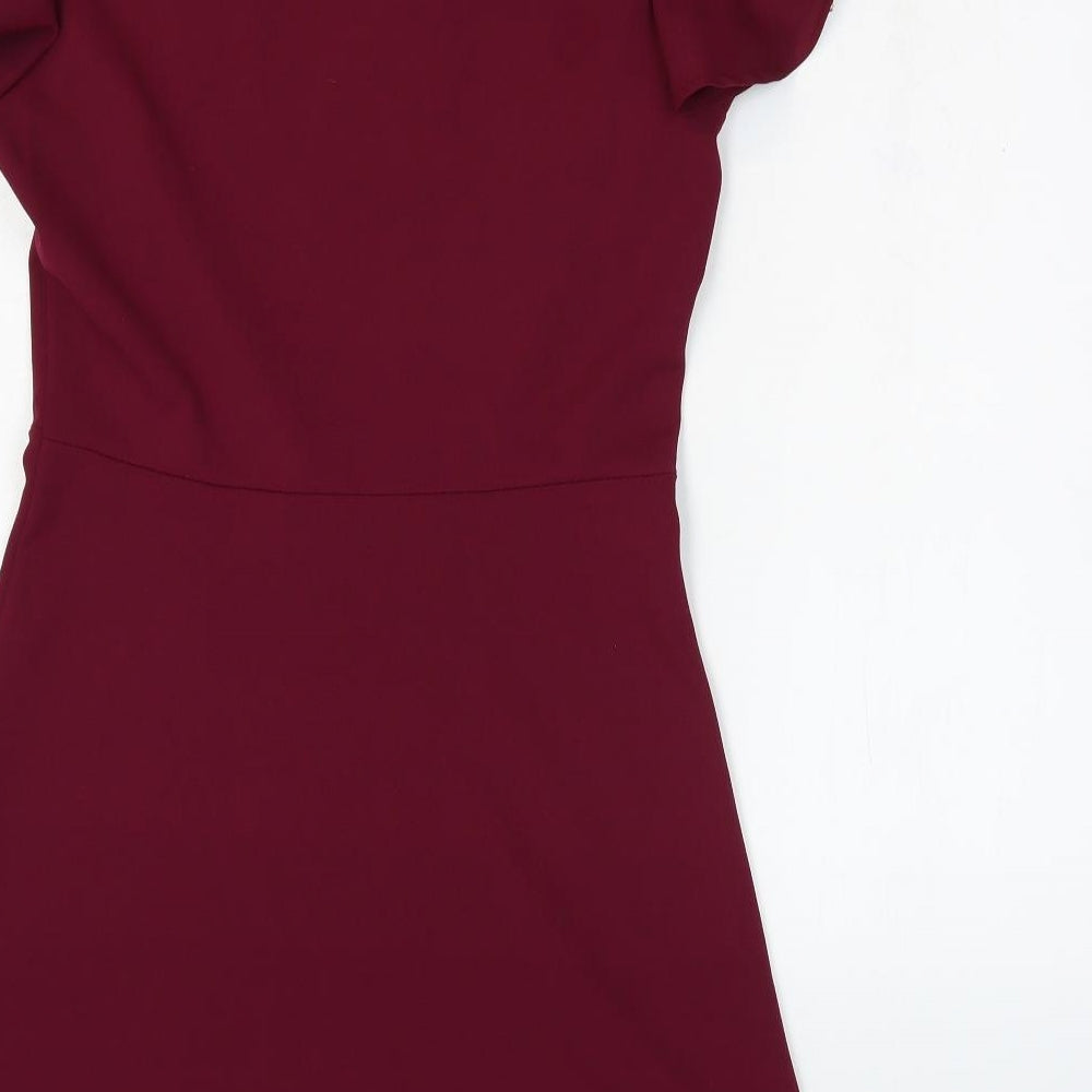 Boohoo Womens Purple Polyester Fit & Flare Size 8 Boat Neck Pullover