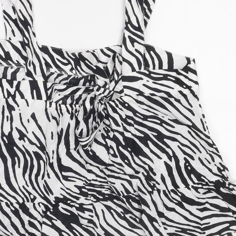 Marks and Spencer Womens Multicoloured Animal Print Polyester Basic T-Shirt Size 14 Sweetheart - Tie Zebra Print