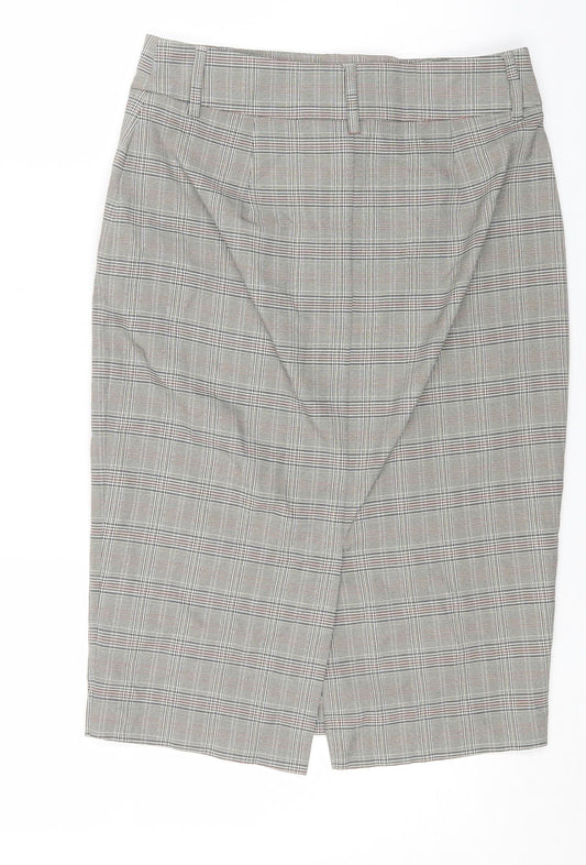 Marks and Spencer Womens Beige Check Polyester A-Line Skirt Size 6 Zip
