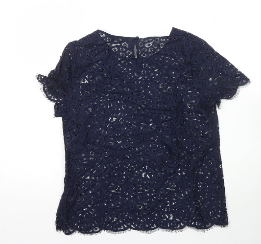 Autograph Womens Blue Polyamide Basic T-Shirt Size 12 Round Neck