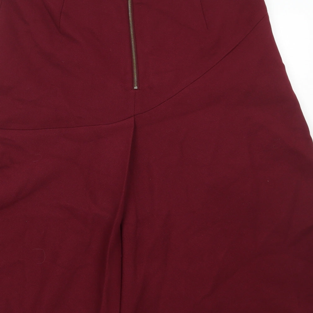 Marks and Spencer Womens Red Polyester Maxi Skirt Size 14 Zip