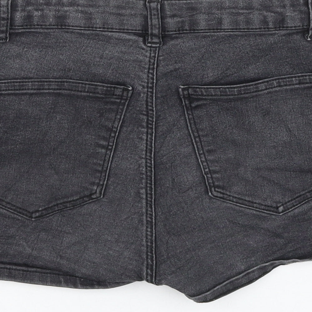 Topshop Womens Grey Cotton Hot Pants Shorts Size 8 L3 in Regular Zip