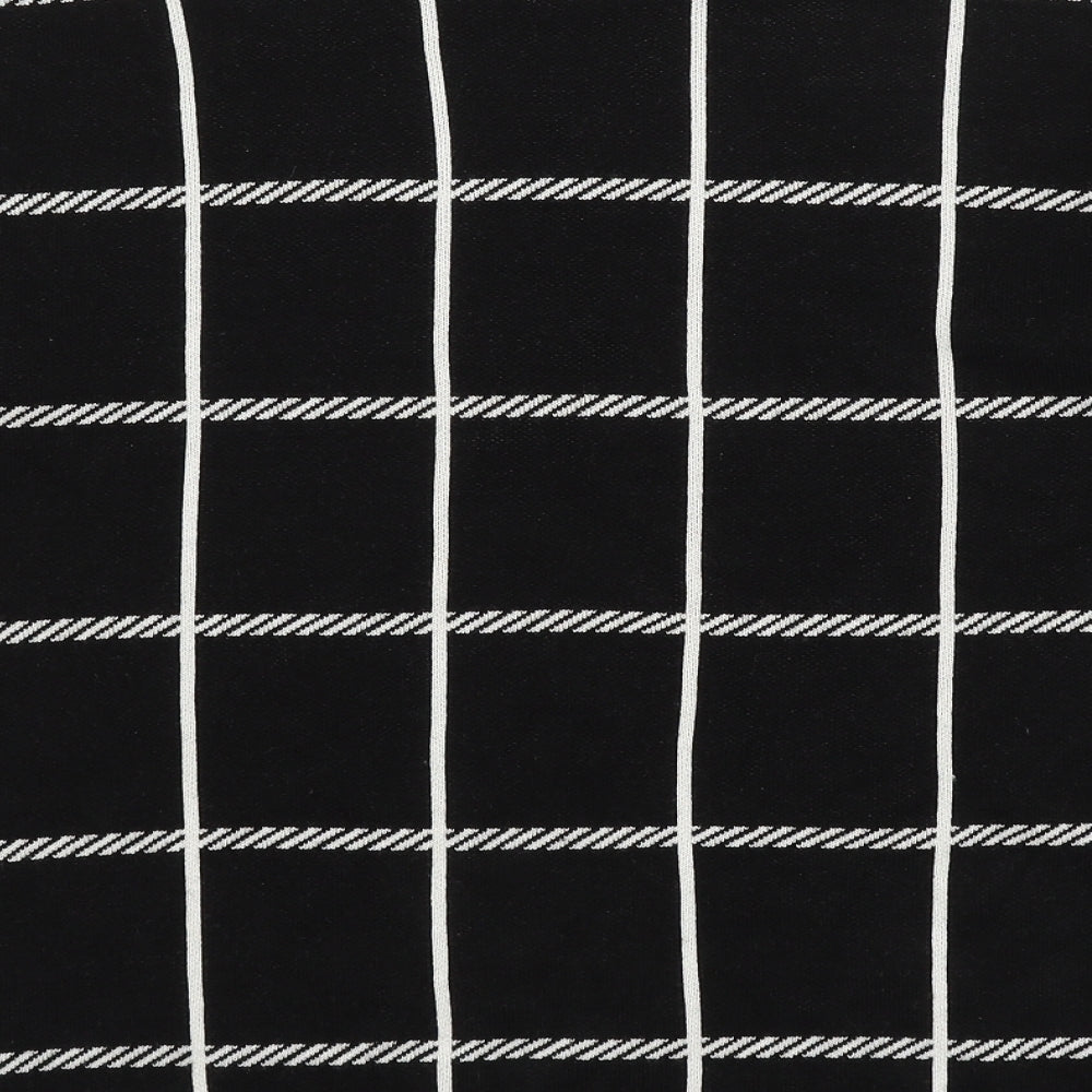 F&F Womens Black Round Neck Check Acrylic Pullover Jumper Size 14