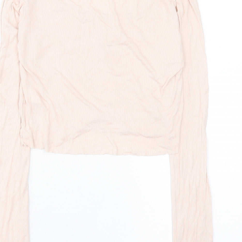 Womens UK Size 10 Topshop Pink Cropped T-Shirt