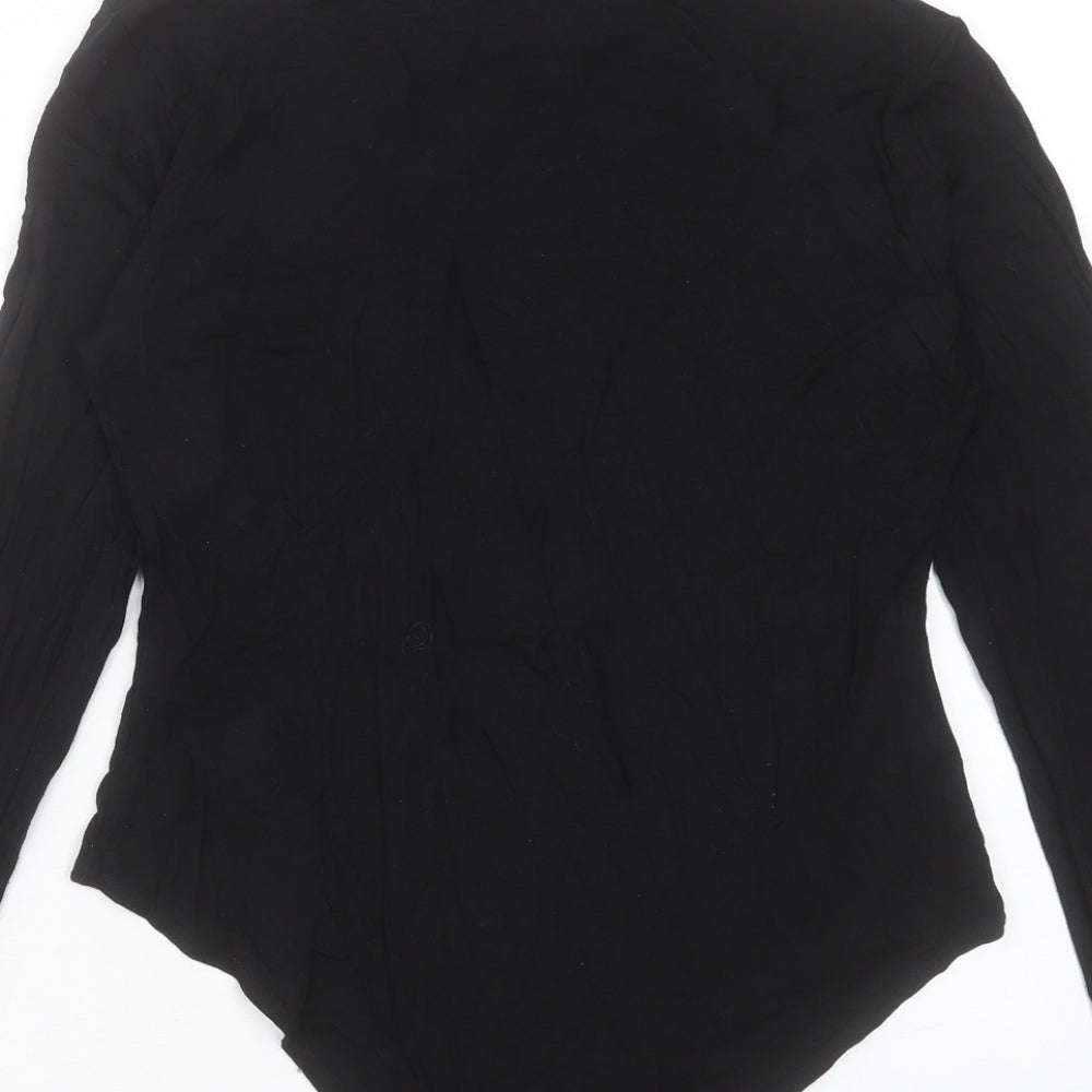 Boohoo Womens Black Viscose Bodysuit One-Piece Size 12 Snap