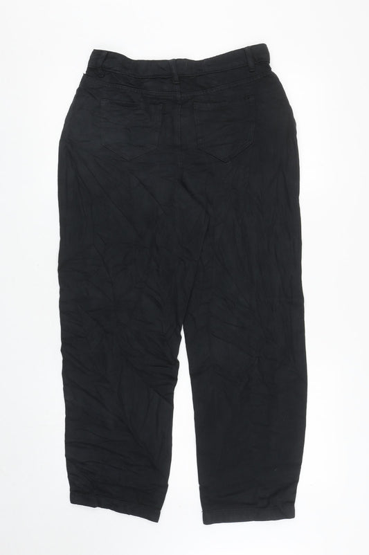 Per Una Womens Black Cotton Mom Jeans Size 10 L26.5 in Regular Zip