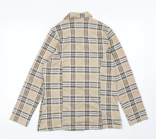 Quiz Womens Beige Plaid Jacket Blazer Size 12