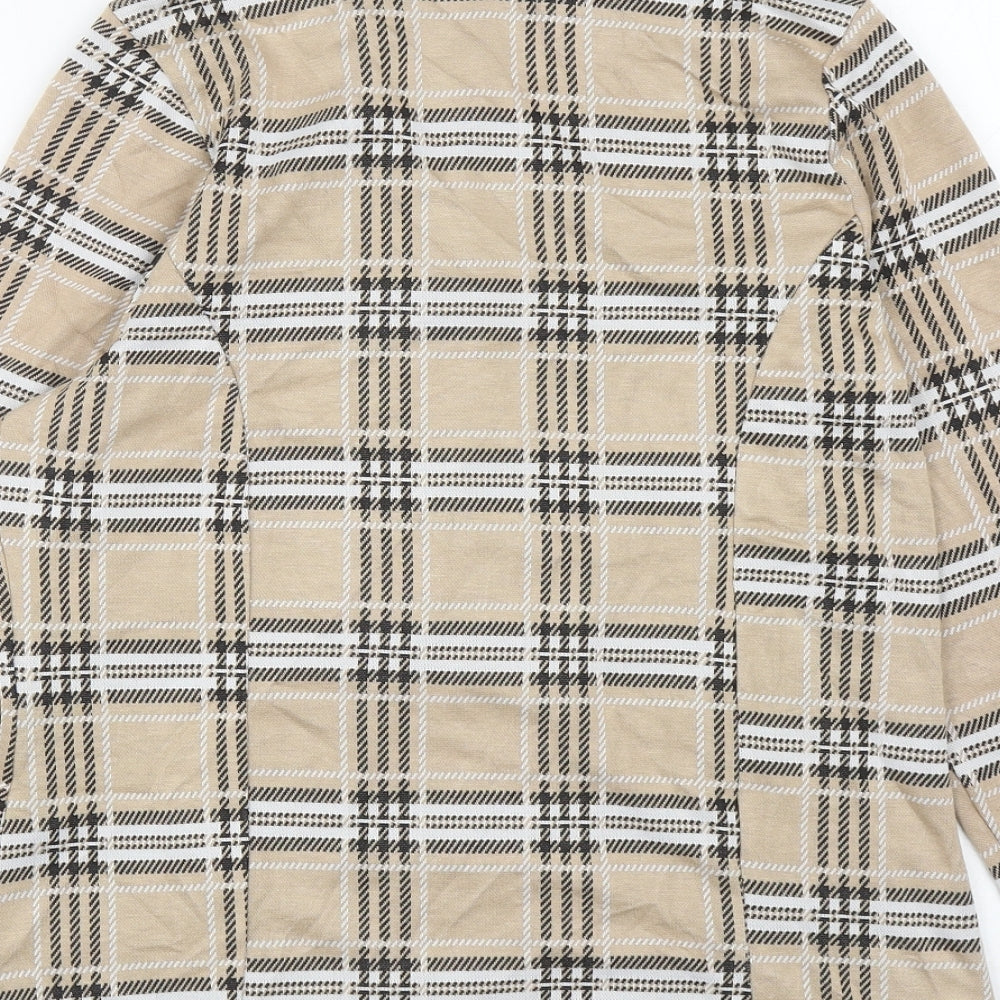 Quiz Womens Beige Plaid Jacket Blazer Size 12