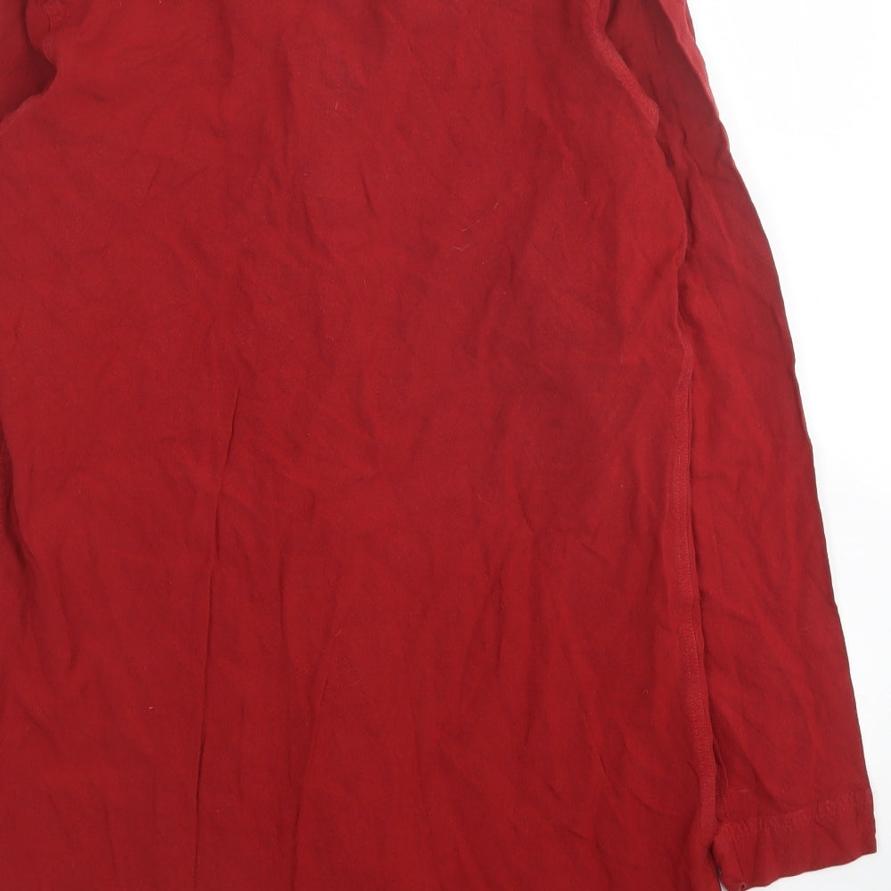 OffShoot Womens Red Viscose Basic Button-Up Size S V-Neck