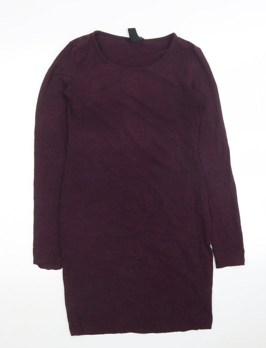 H&M Womens Purple Viscose Tunic Polo Size S Round Neck