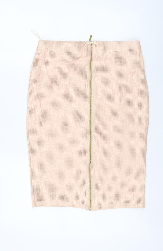 Lipsy Womens Pink Polyester Straight & Pencil Skirt Size 12 Zip