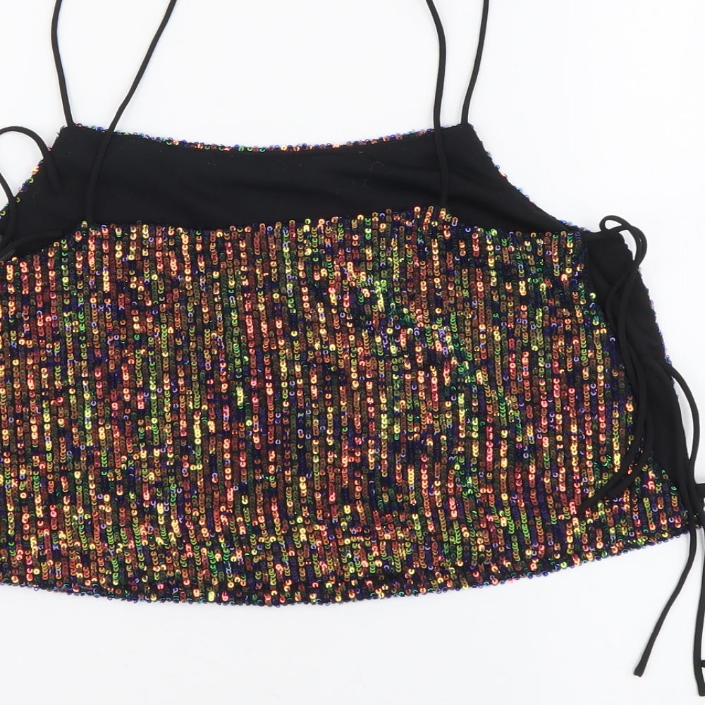 Womens UK Size 8 Topshop Multicoloured Cropped Tank