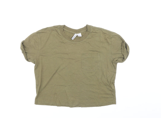 Womens UK Size M Divided Green Ringer T-Shirt