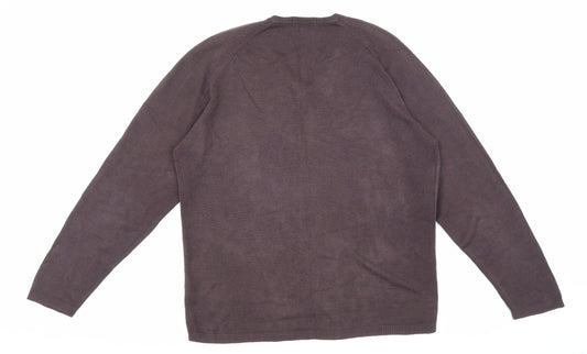 Marks and Spencer Mens Purple V-Neck Acrylic Pullover Jumper Size S