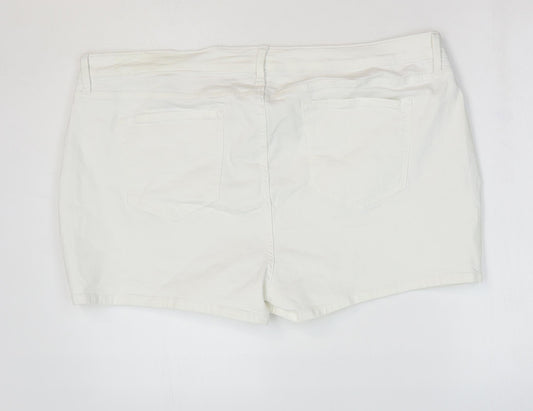 Marks and Spencer Womens White Cotton Hot Pants Shorts Size 22 L4 in Regular Zip