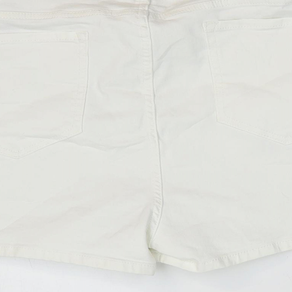Marks and Spencer Womens White Cotton Hot Pants Shorts Size 22 L4 in Regular Zip
