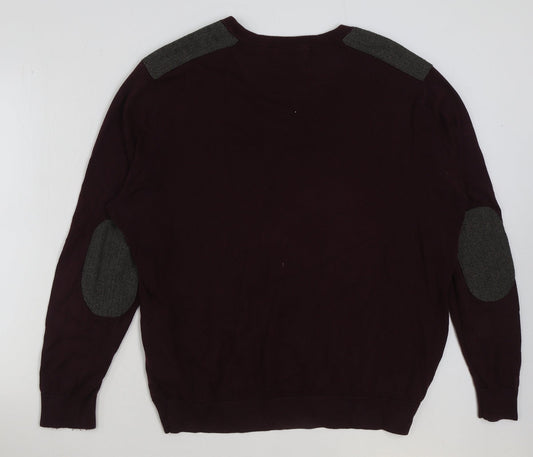 Burton Mens Red Round Neck Acrylic Pullover Jumper Size XL