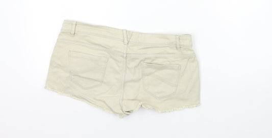 Denim & Co. Womens Beige Cotton Hot Pants Shorts Size 6 Regular Zip