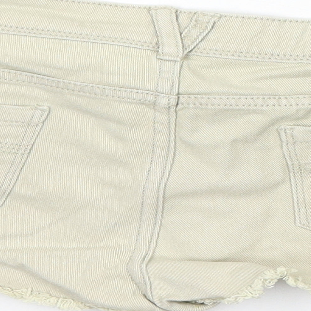 Denim & Co. Womens Beige Cotton Hot Pants Shorts Size 6 Regular Zip
