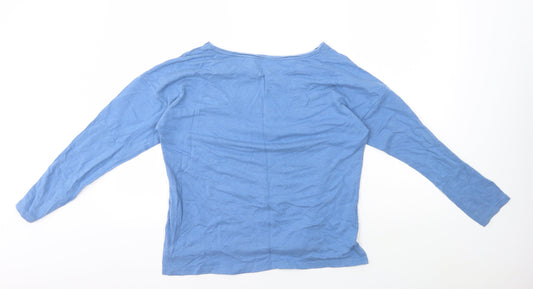 Avenue Womens Blue Round Neck Cotton Pullover Jumper Size 8 - Soul Mate Forever