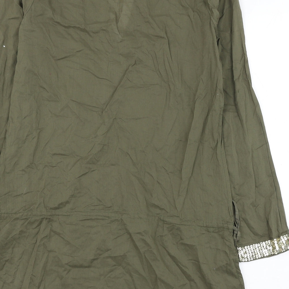 George Womens Green Cotton Shift Size 12 V-Neck Pullover