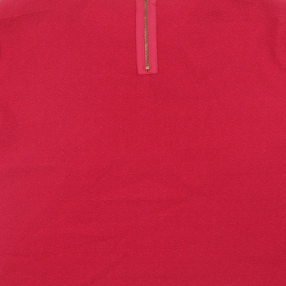 George Womens Pink Polyester Cropped Blouse Size 14 Scoop Neck