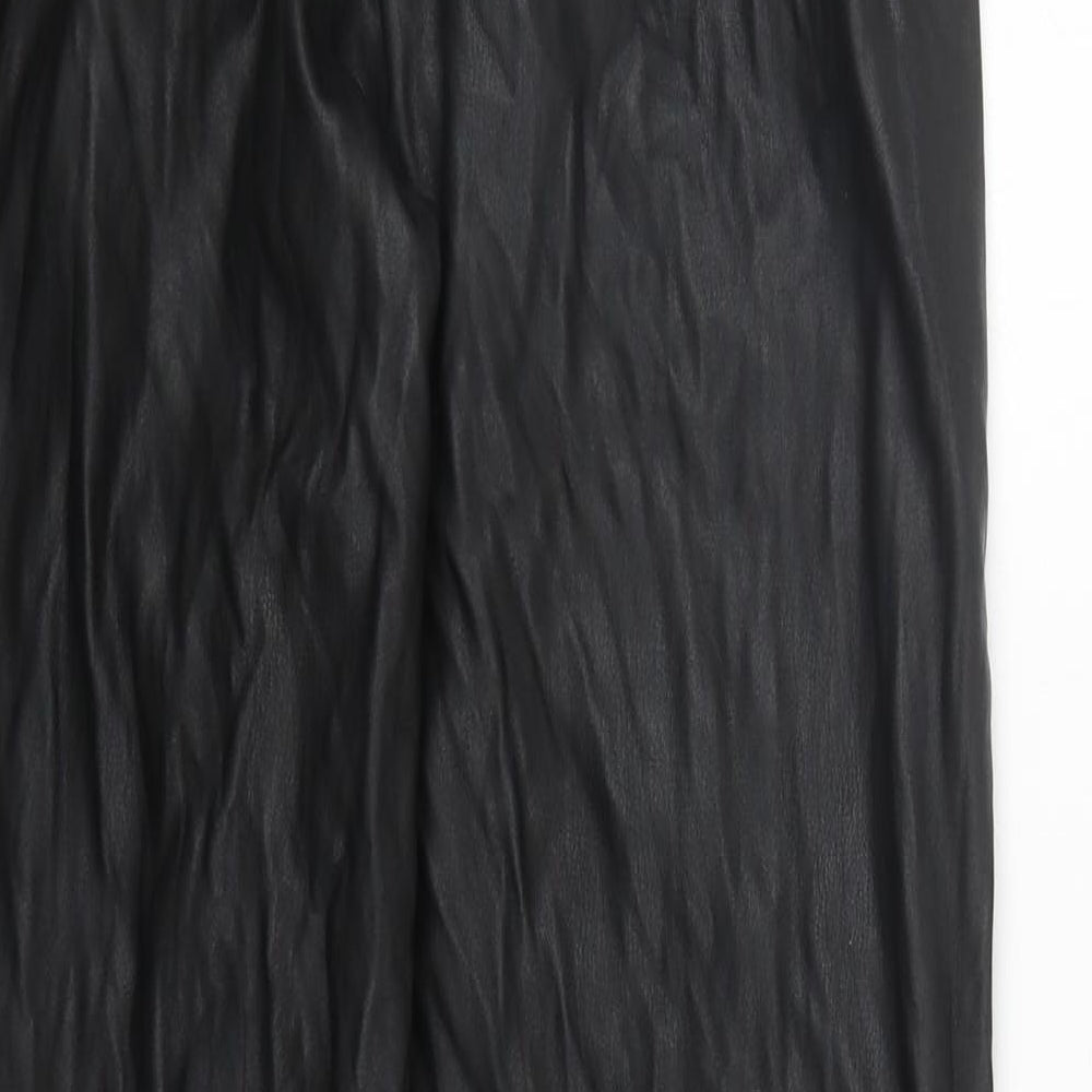New Look Womens Black Polyurethane Jogger Trousers Size 10 L26 in Regular Drawstring