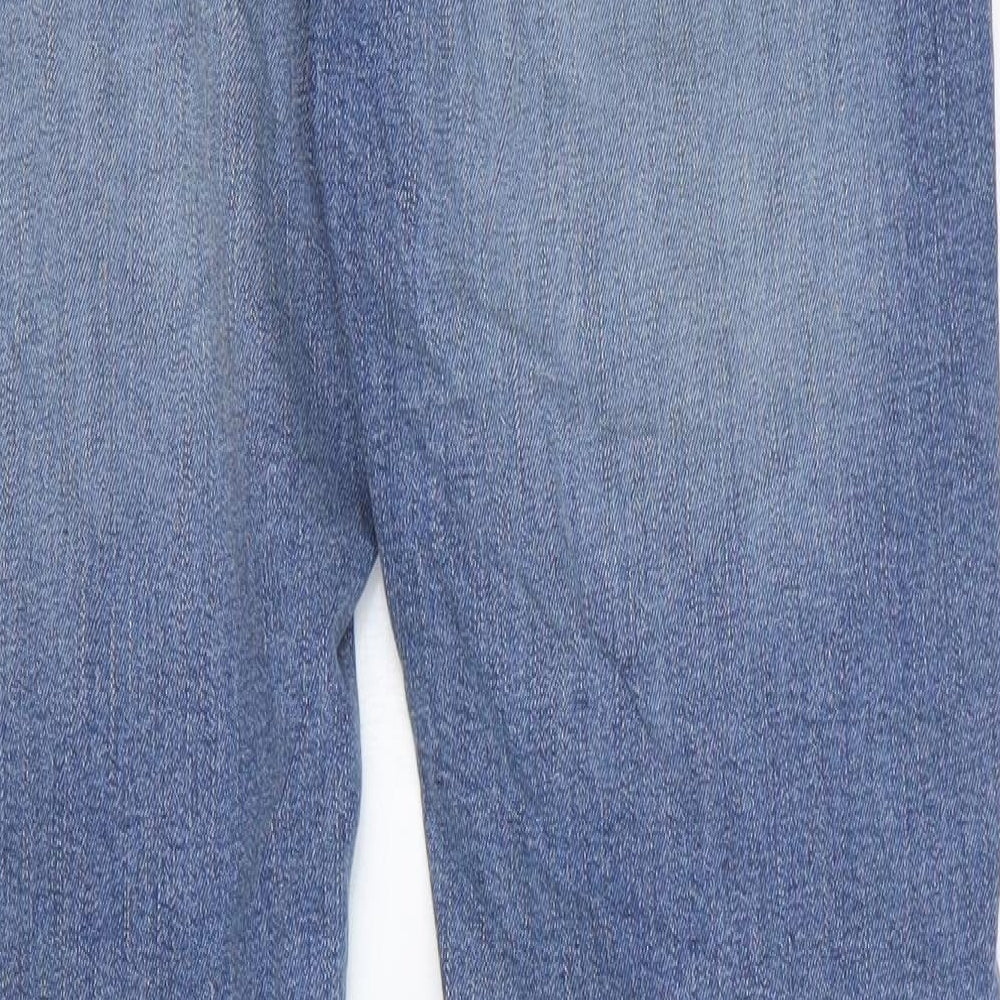 Marks and Spencer Mens Blue Cotton Skinny Jeans Size 32 in L31 in Regular Zip