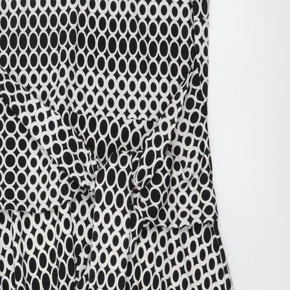 Izabel Womens Black Geometric Polyester A-Line Size 12 Boat Neck Pullover