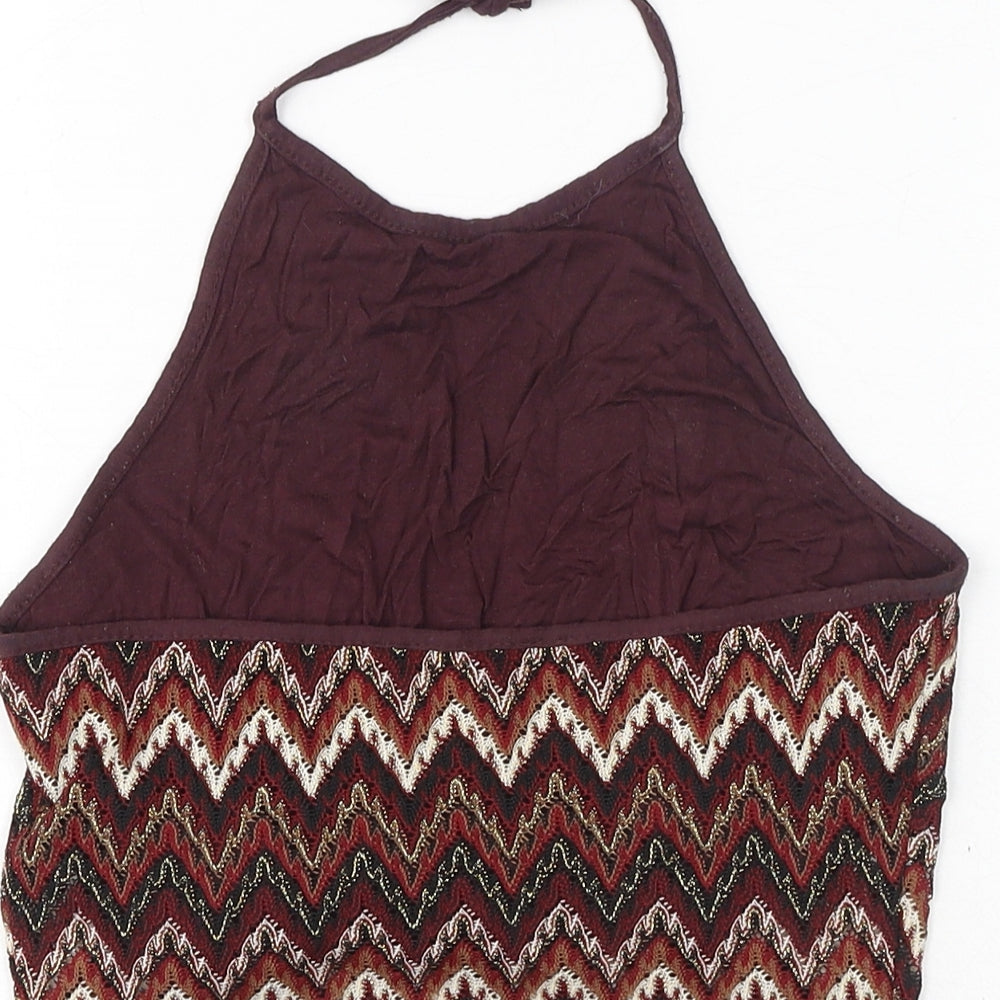 Womens UK Size 8 New Look Multicoloured Cropped T-Shirt