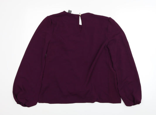 Primark Womens Purple Polyester Basic Blouse Size 6 Round Neck