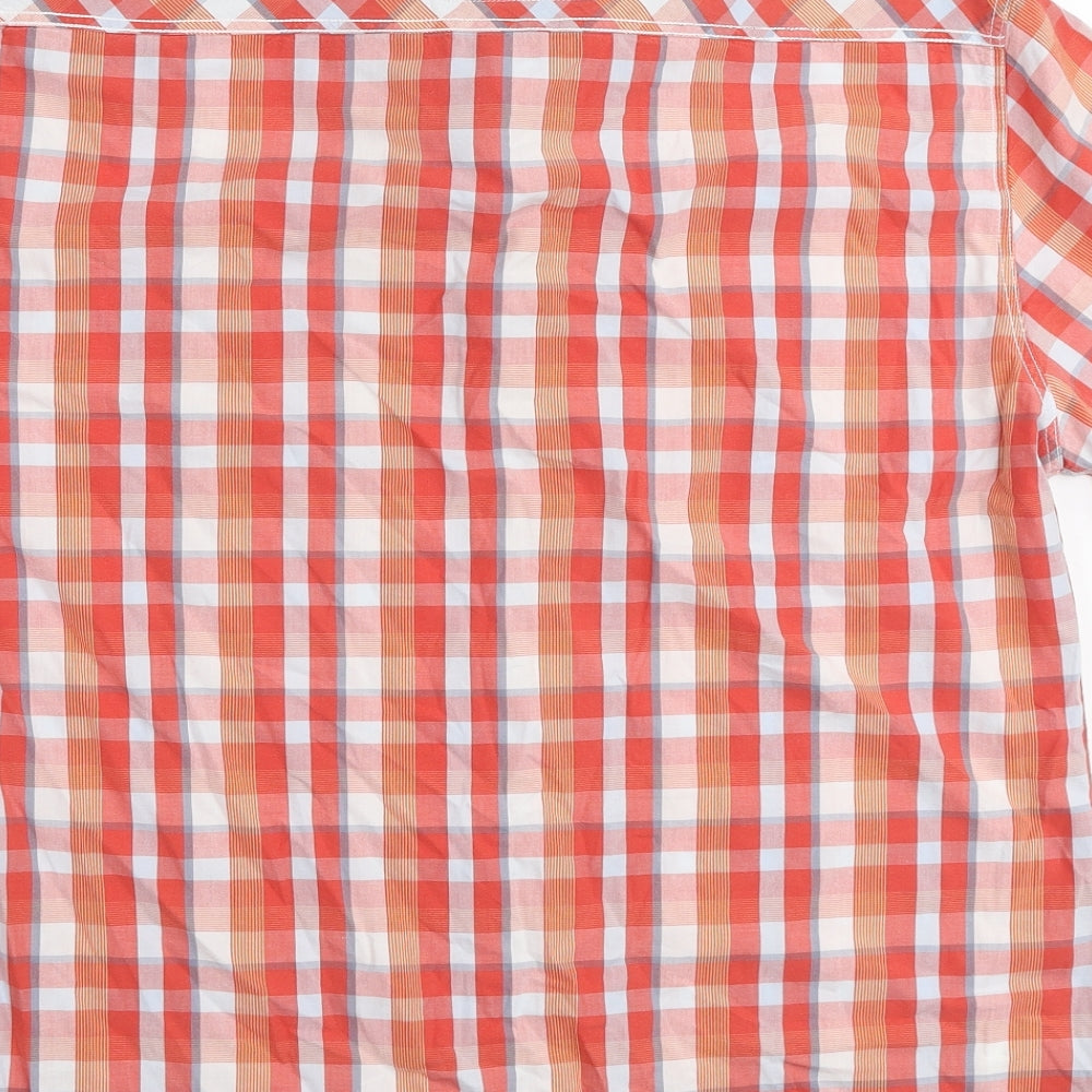 Mens UK Size L Marks and Spencer Orange Button-Up Short Sleeve Casual Shirt