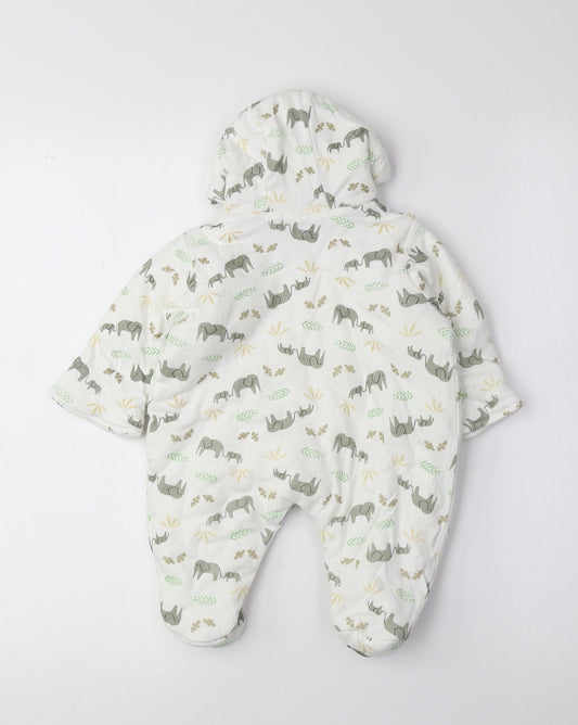 Bebe Bonito Multicoloured Geometric Cotton Coverall One-Piece Size 0-3 Months Zip - Elephant