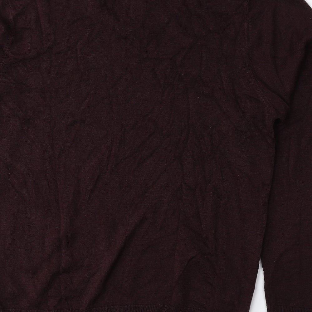 Marks and Spencer Mens Purple V-Neck Acrylic Pullover Jumper Size M