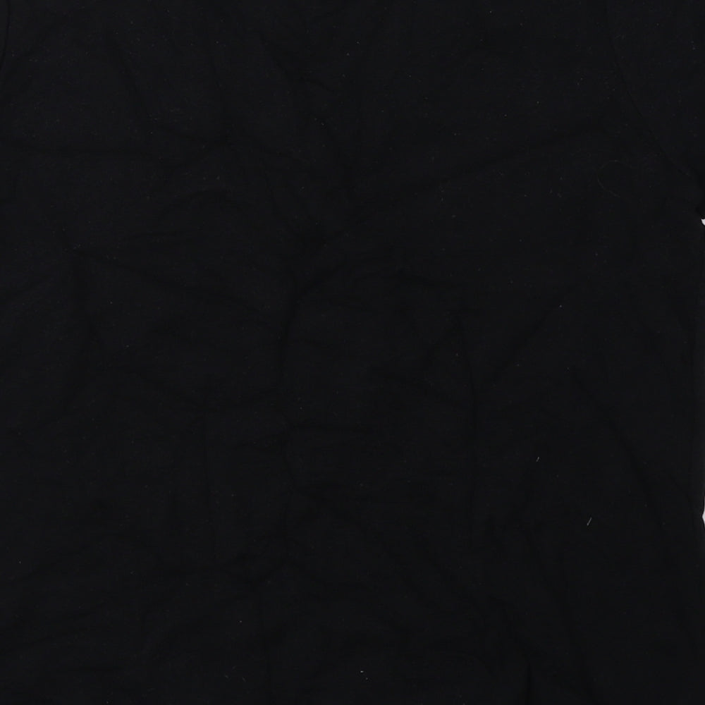 EWM Womens Black Viscose Basic Blouse Size M V-Neck