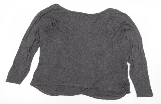 Primark Womens Grey Elastane Basic T-Shirt Size L V-Neck