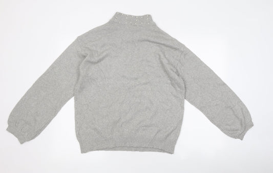 Body Flirt Womens Grey High Neck Polyester Pullover Jumper Size 8