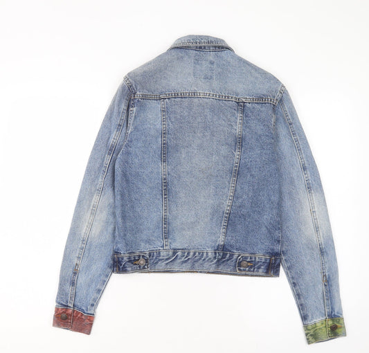 Denim & Co. Womens Blue Jacket Size 4 Button