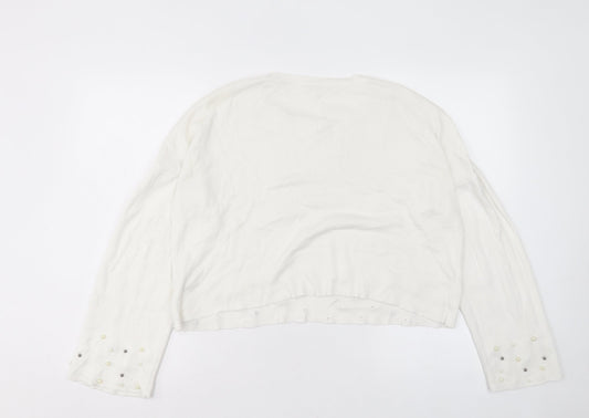 Womens UK Size S Stradivarius White Pullover Jumper