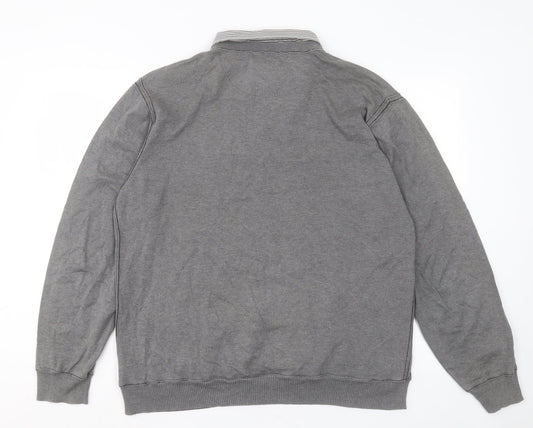 NEXT Mens Grey Collared Cotton Pullover Jumper Size XL