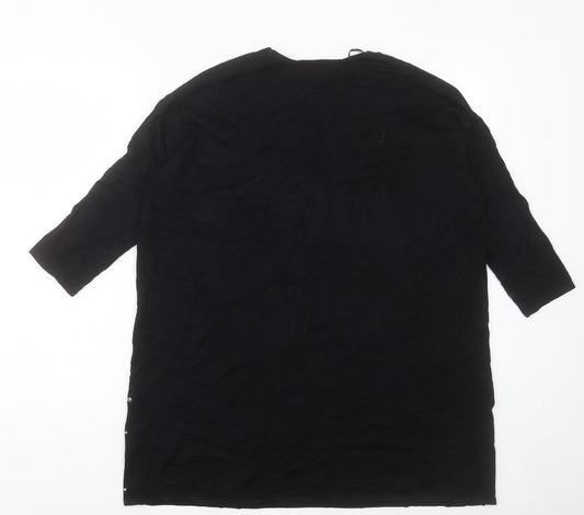 Matalan Womens Black Viscose Jumper Dress Size 12 Crew Neck Pullover