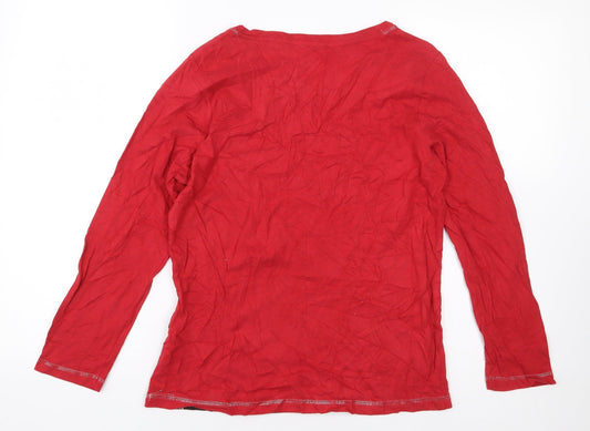 TU Womens Red 100% Cotton Basic T-Shirt Size 8 Round Neck - Elf