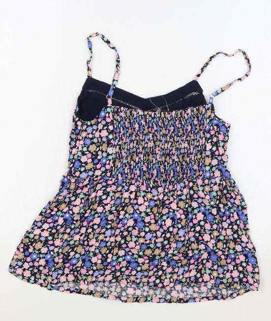 M&S Womens Multicoloured Floral Viscose Camisole Tank Size 8 V-Neck - Elasticated Waist